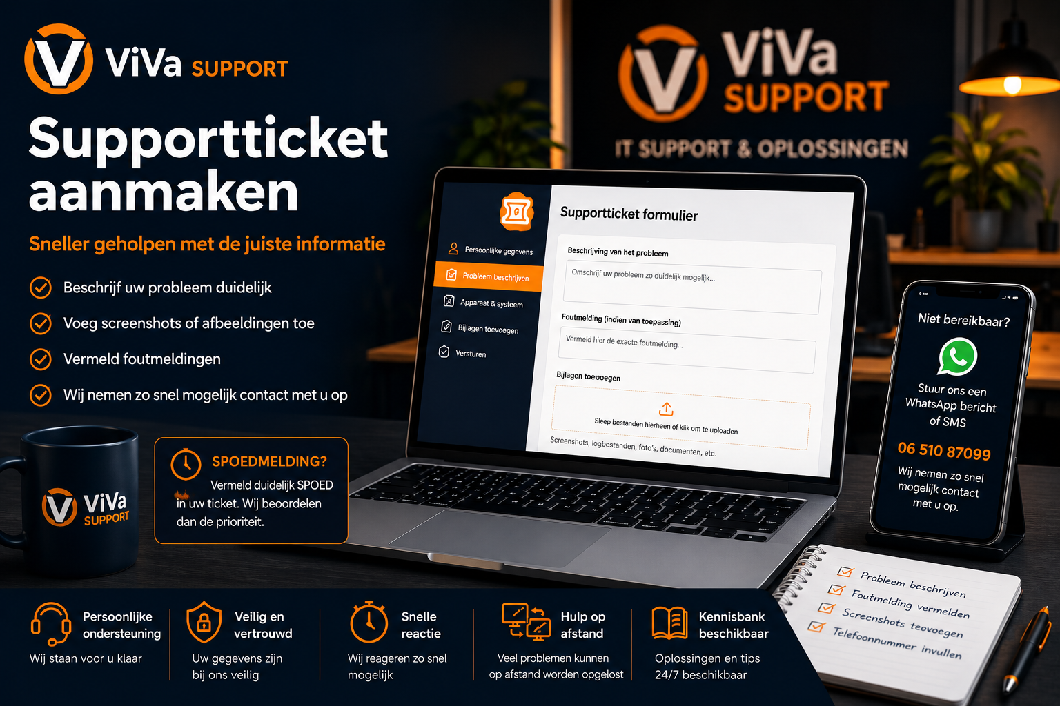 Supportticket aanmaken bij ViVa Support
