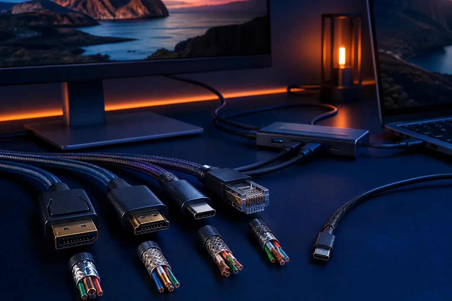 Goede computerkabels met stevige connectoren en afscherming