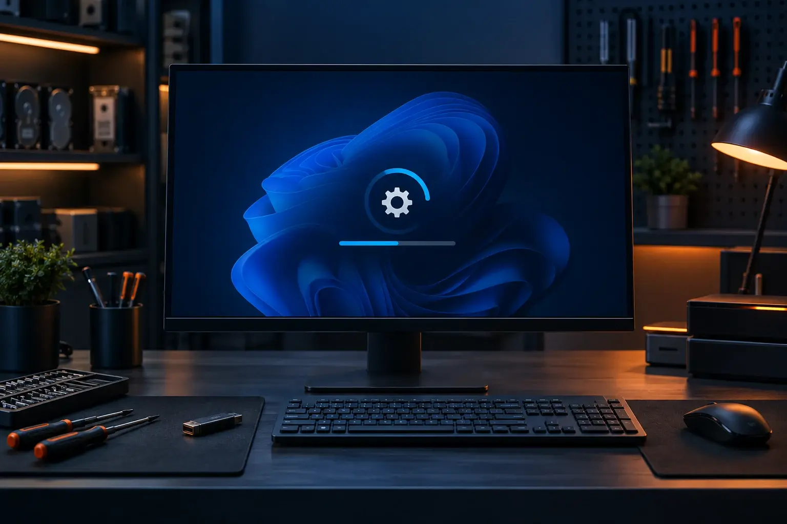 Windows 11-computer in de herstelomgeving tijdens een opstartprobleem