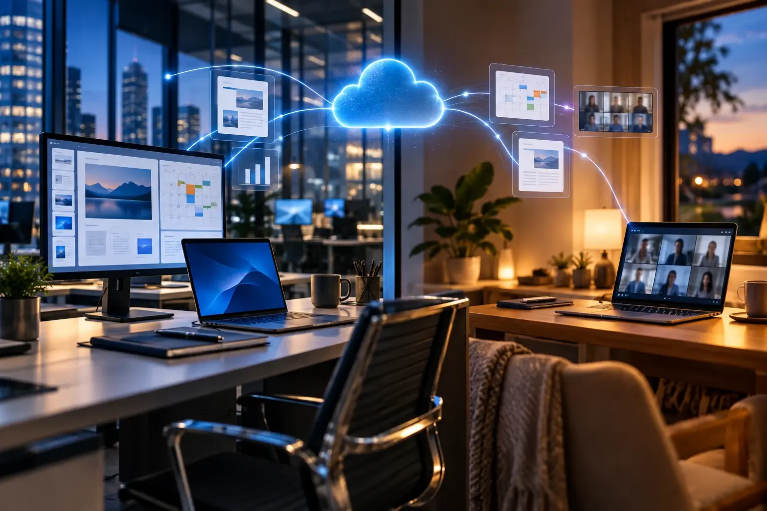 Kantoor en thuiswerkplek verbonden via beveiligde clouddiensten