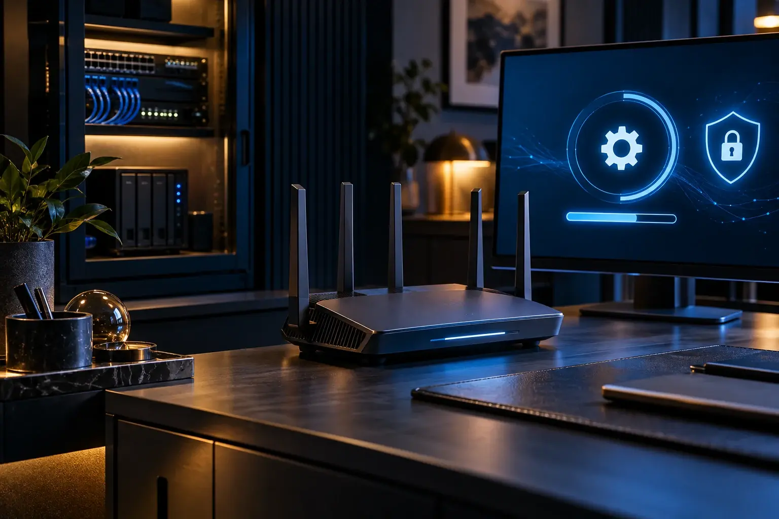 Moderne router ontvangt een beveiligde firmware-update