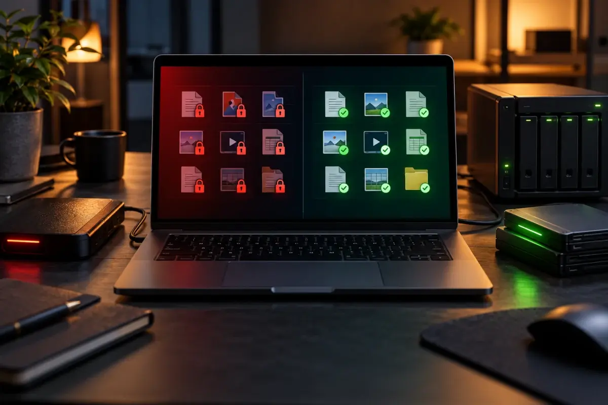 Versleutelde bestanden naast een gecontroleerde gezonde back-up