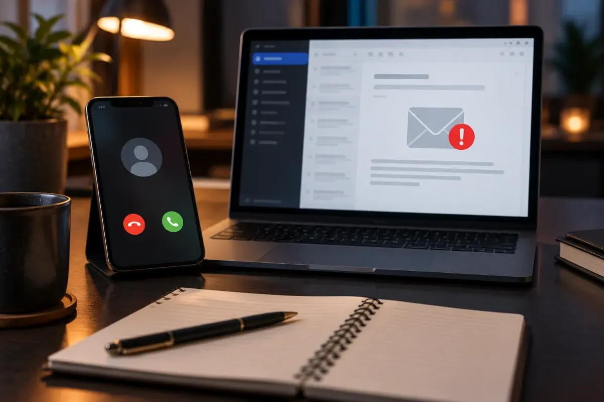 Onbekend telefoontje en verdacht e-mailbericht dat eerst wordt gecontroleerd